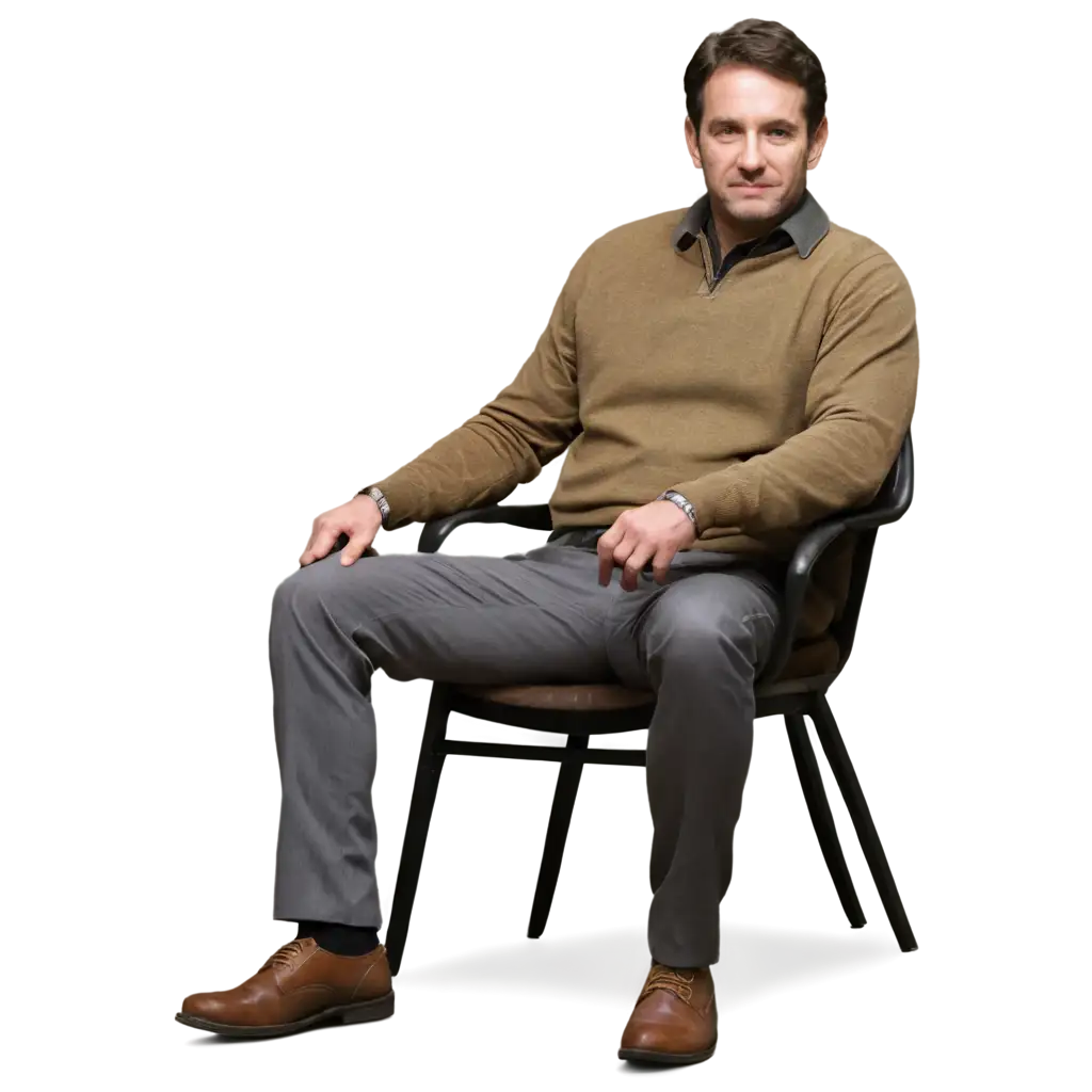 HighQuality-PNG-Image-of-a-Man-Sitting-on-a-Chair-Surrounded-by-Pictures