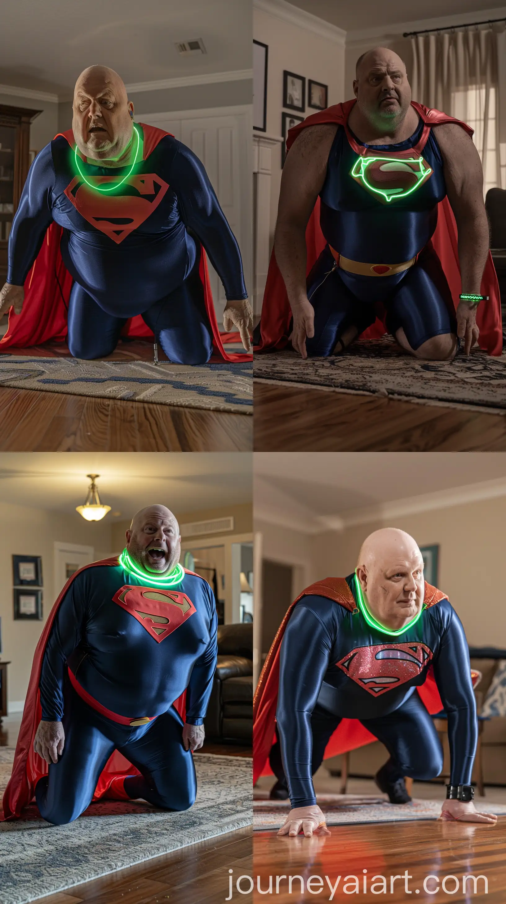 Elderly-Superman-in-Silk-Navy-Costume-with-Glowing-Neon-Collar