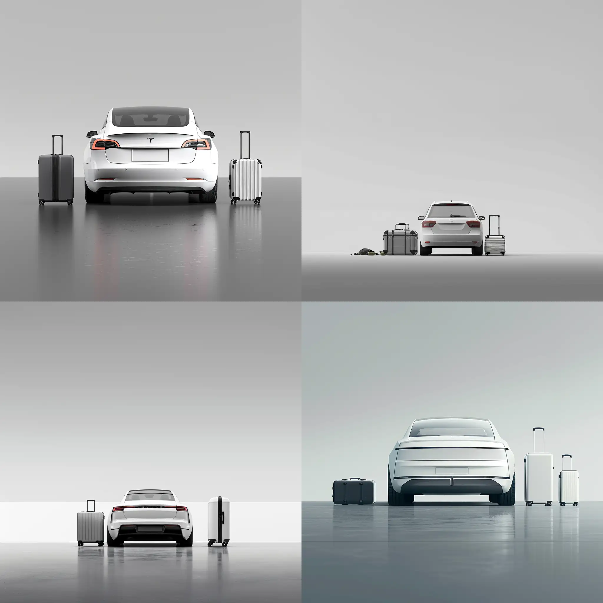 White-Car-with-Luggage-on-GrayWhite-Background