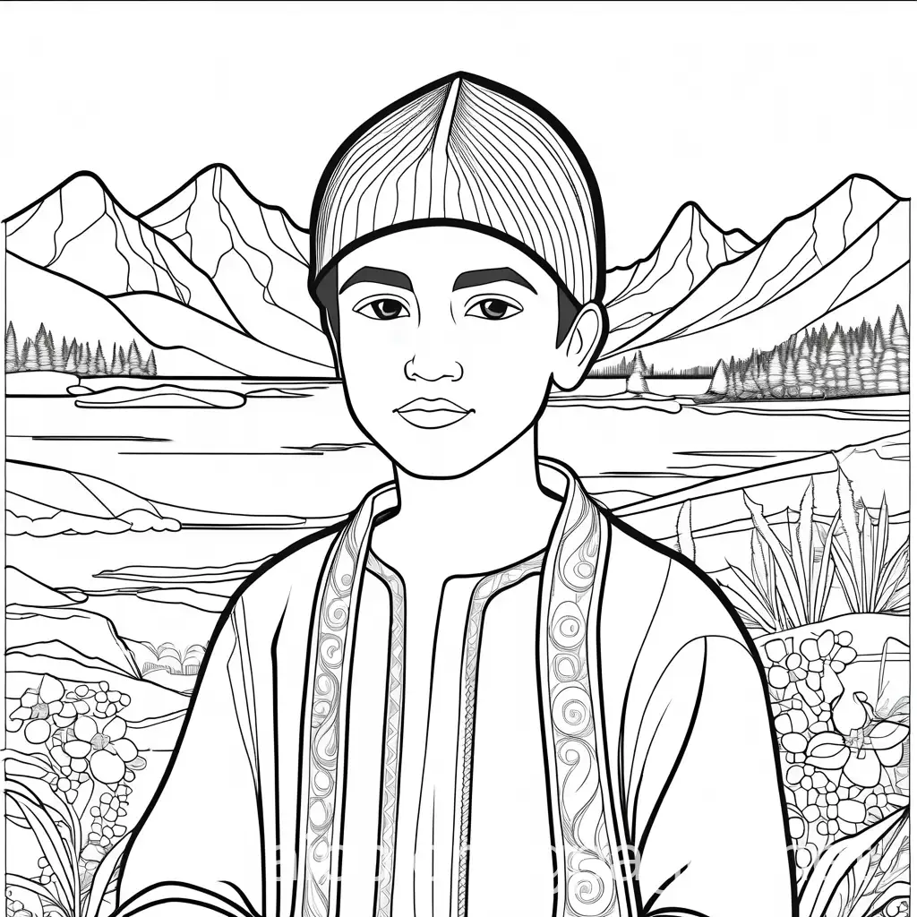 Native-Canadian-Boy-Coloring-Page-Line-Art-for-Young-Children