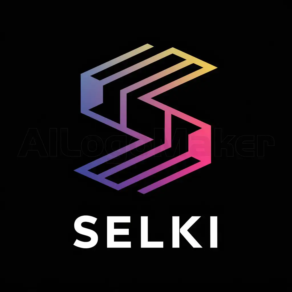 a logo design,with the text "selki", main symbol: Design a modern, geometric "S" shaped logo in 2D, using interconnected polygonal shapes with straight lines and sharp angles. Apply a vibrant gradient effect transitioning from dark purple at the bottom to bright pink at the top. Aim for a sleek, high-tech aesthetic within a square format against a black background. Ensure that any text is kept separate from the design.

(Translation of the process section is not necessary as it's already in English),Minimalistic,be used in Technology industry,clear background