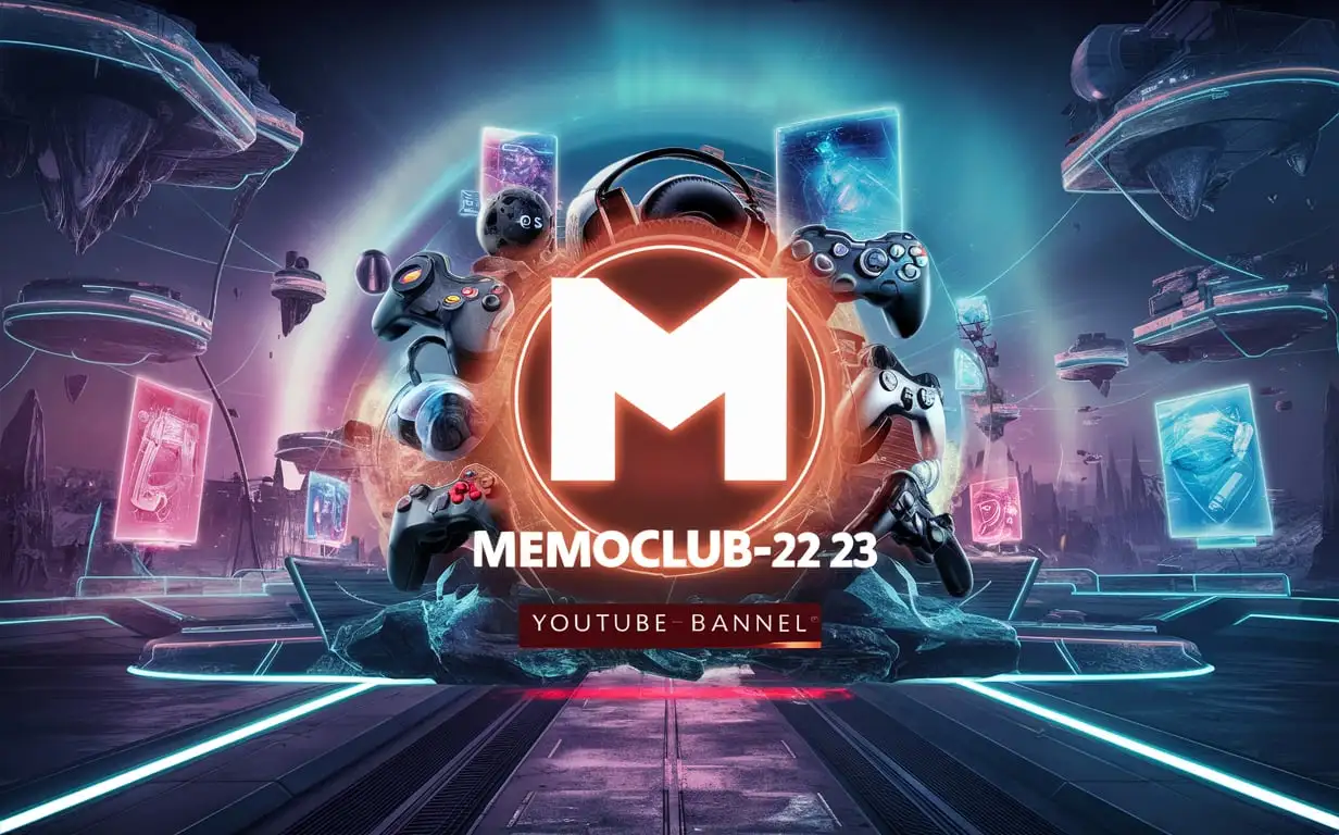 Создай фон для игрового ютуб канала под названием "Memoclub-22-23"