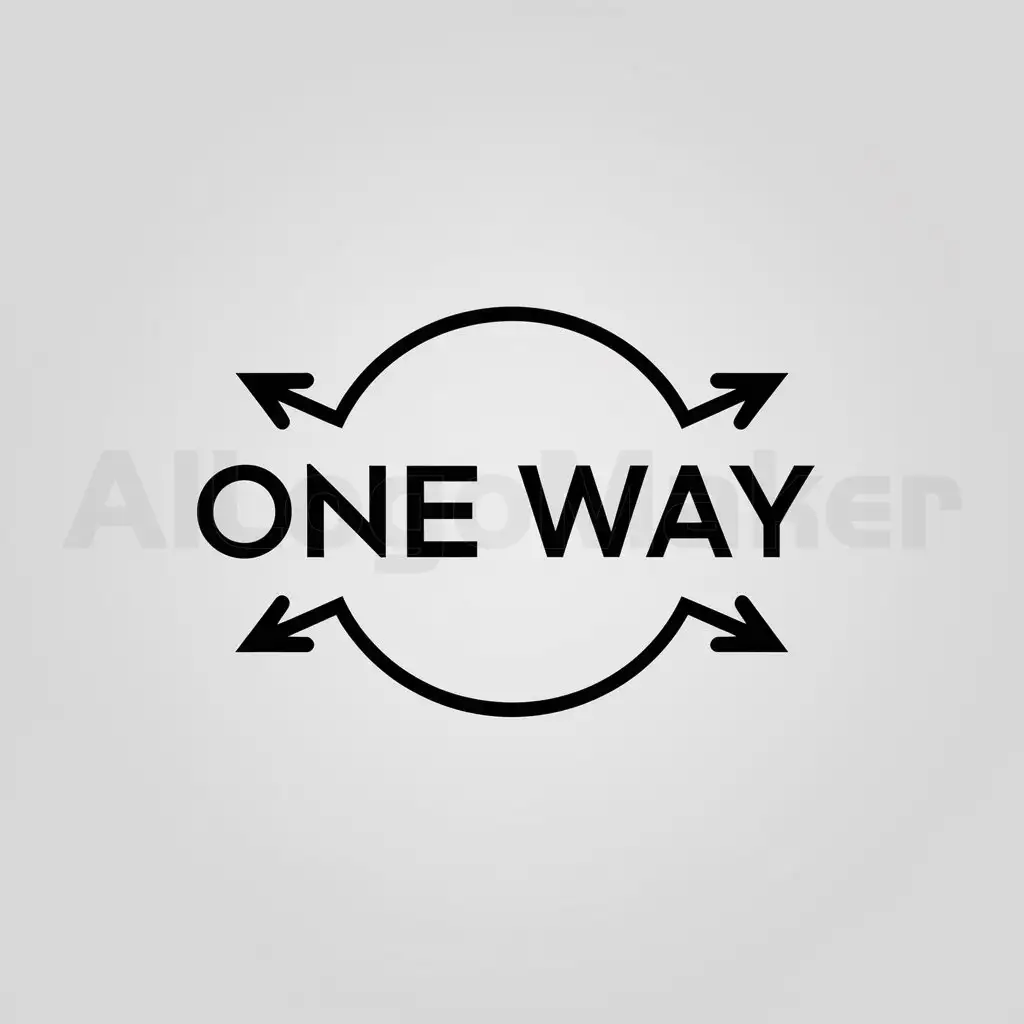 a logo design,with the text "One way ", main symbol:a circle around the logo name with arrows pointing out of both sides ,Minimalistic,clear background