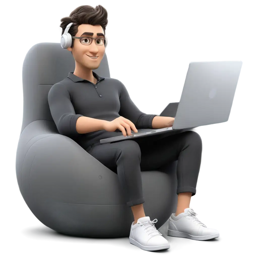 3d-character-man-sitting-in-spherical-chair-with-laptop-illustration-isolated-on-white-background