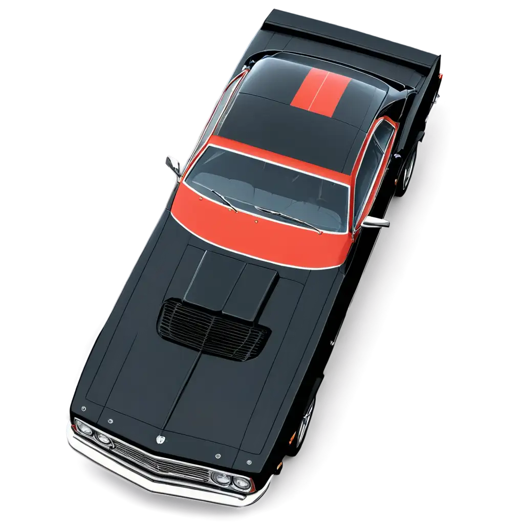 top view muscle car in cartoon style