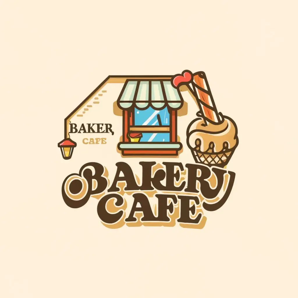 a logo design,with the text "bakery cafe", main symbol:ICE CREAM WINDOW LOGO: neighborhood cafe + bakery walk up window adding scooped ice cream!,Moderate,be used in 0 industry,clear background