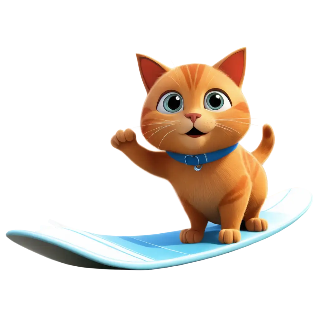 cute cat surfing cartoon