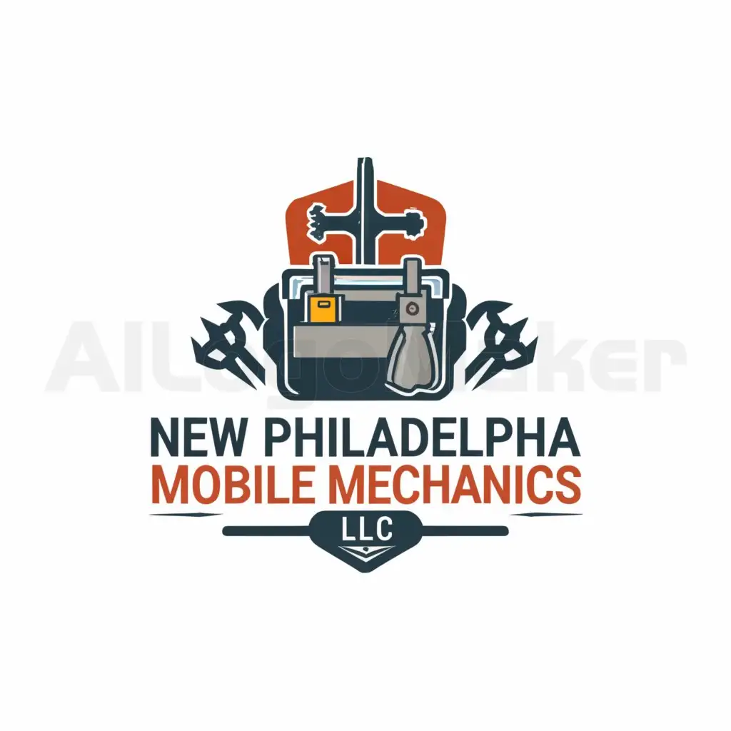 a logo design,with the text "New Philadelphia Mobile Mechanics LLC", main symbol:Large tool bag,Moderate,be used in Mechanic industry,clear background