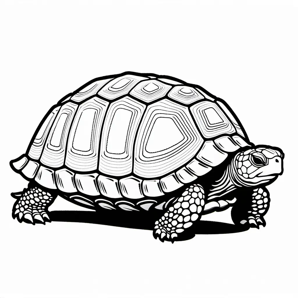 tortoise, Coloring Page, black and white, line art, white background, Simplicity, Ample White Space