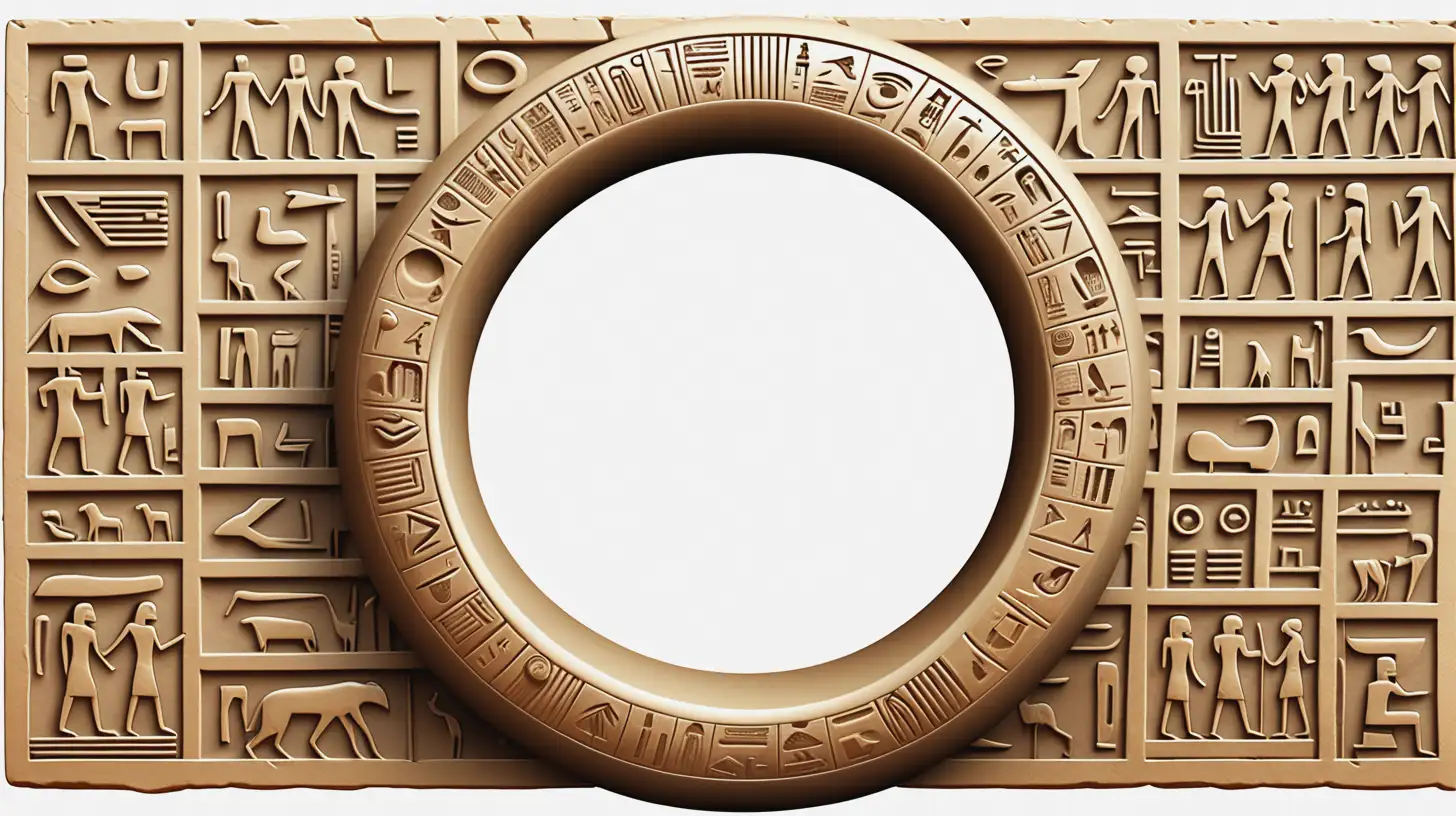 ring of hieroglyphic-like images, no background