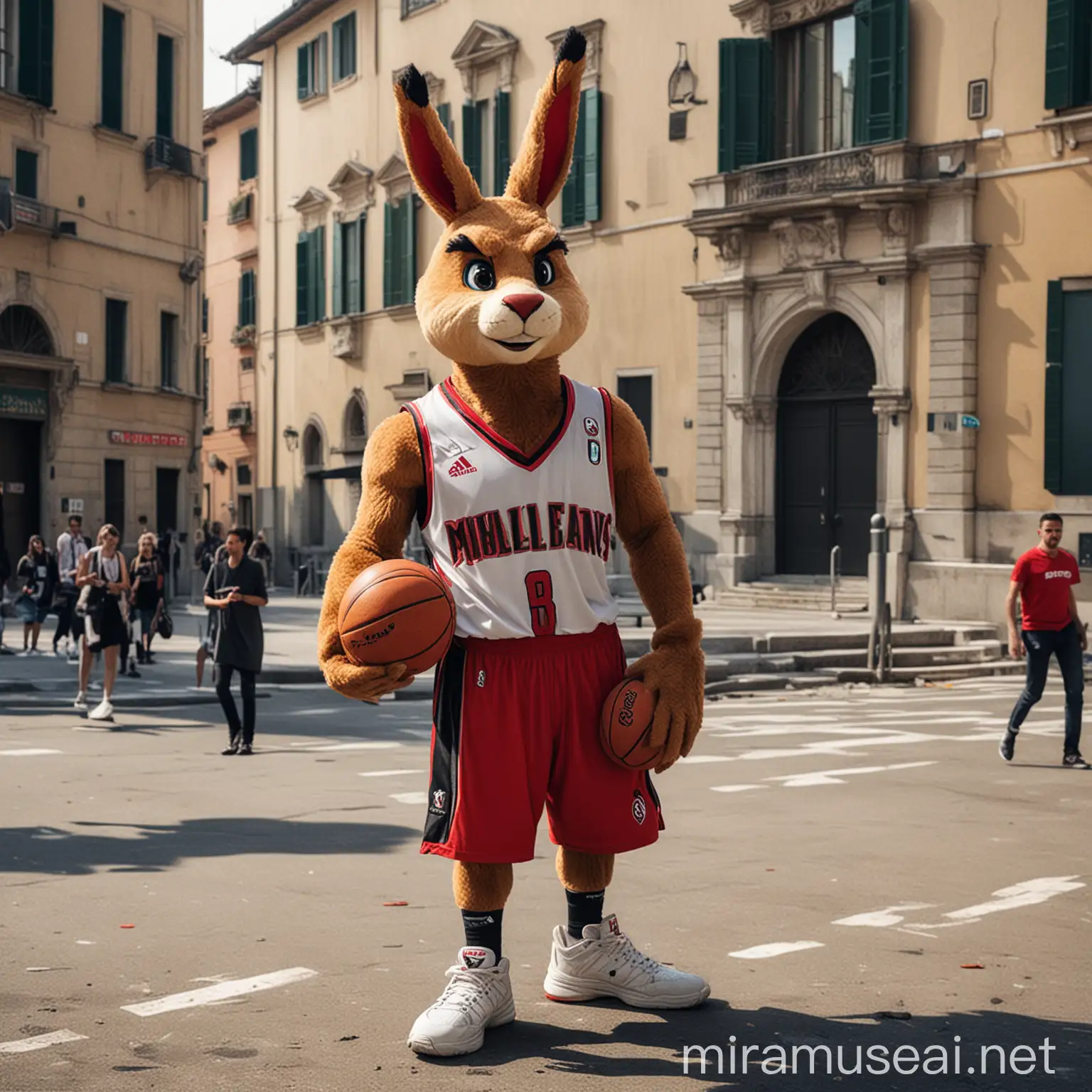 Milan Basketball Mascot Energetic and Spirited Team Representative