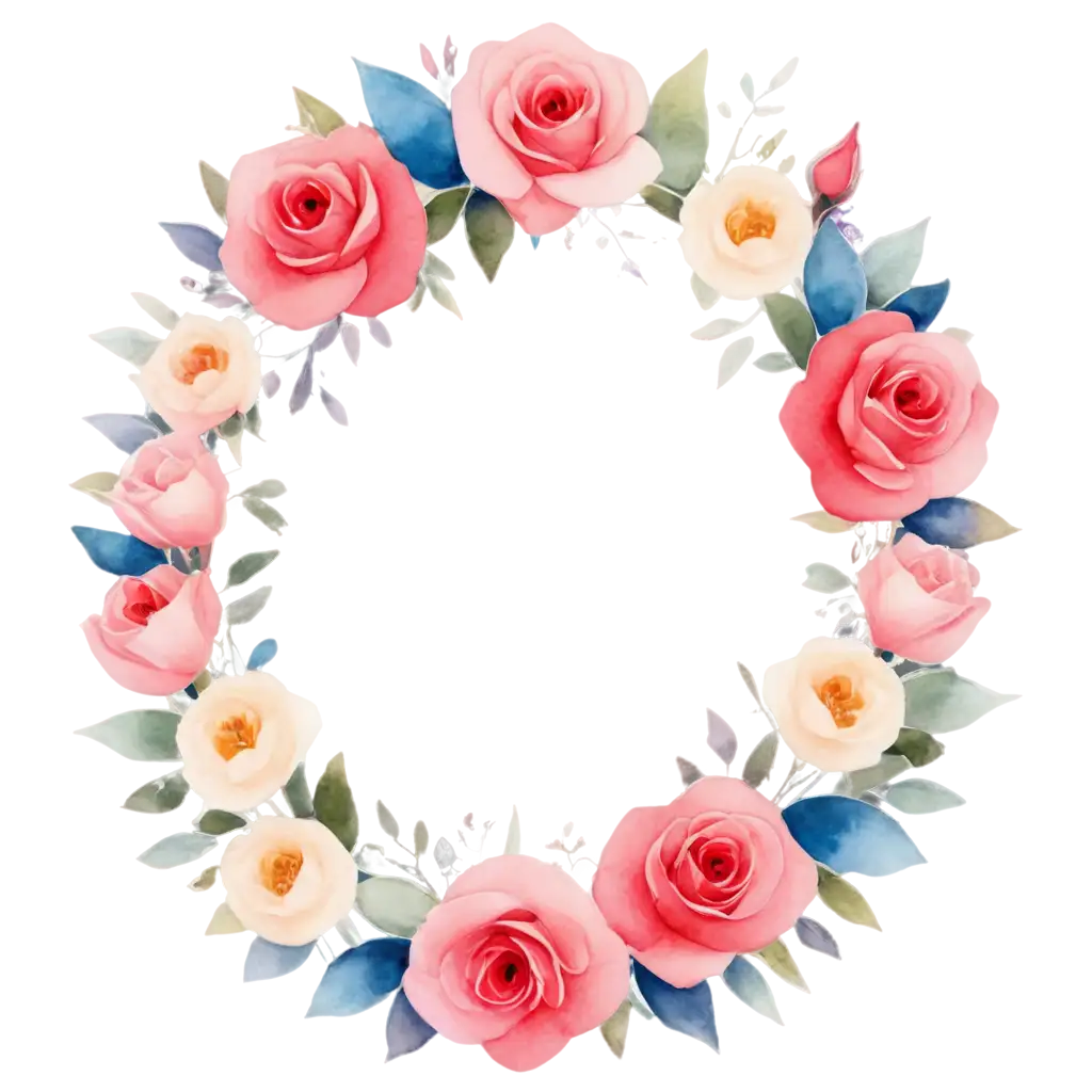 Exquisite-Watercolor-Rose-Circle-PNG-Elevate-Your-Designs-with-Stunning-Floral-Artwork