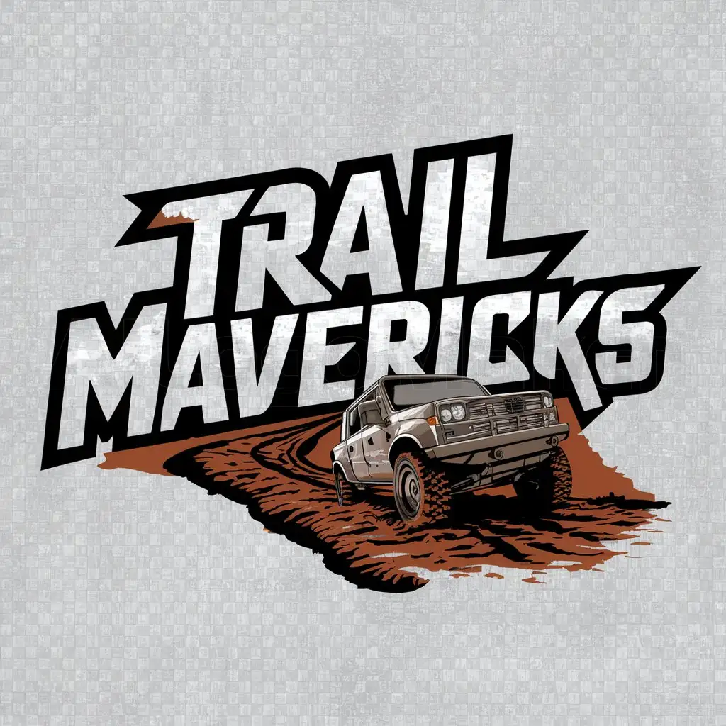 a logo design,with the text "Trail Mavericks", main symbol:Primary Objective:nDesign a strong and memorable logo with a focus on the company's wordmark, targeting the audience interested in 4WD overlanding. The logo should effectively communicate the brand's association with adventure, exploration, and off-grid travel,Moderate,be used in Others industry,clear background