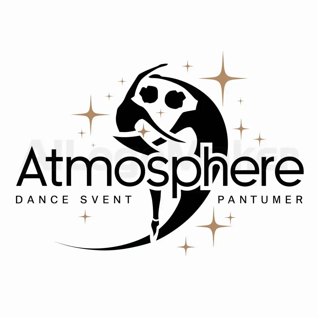 a logo design,with the text "Atmosphere", main symbol:dance pair, stars,Moderate,be used in dances industry,clear background