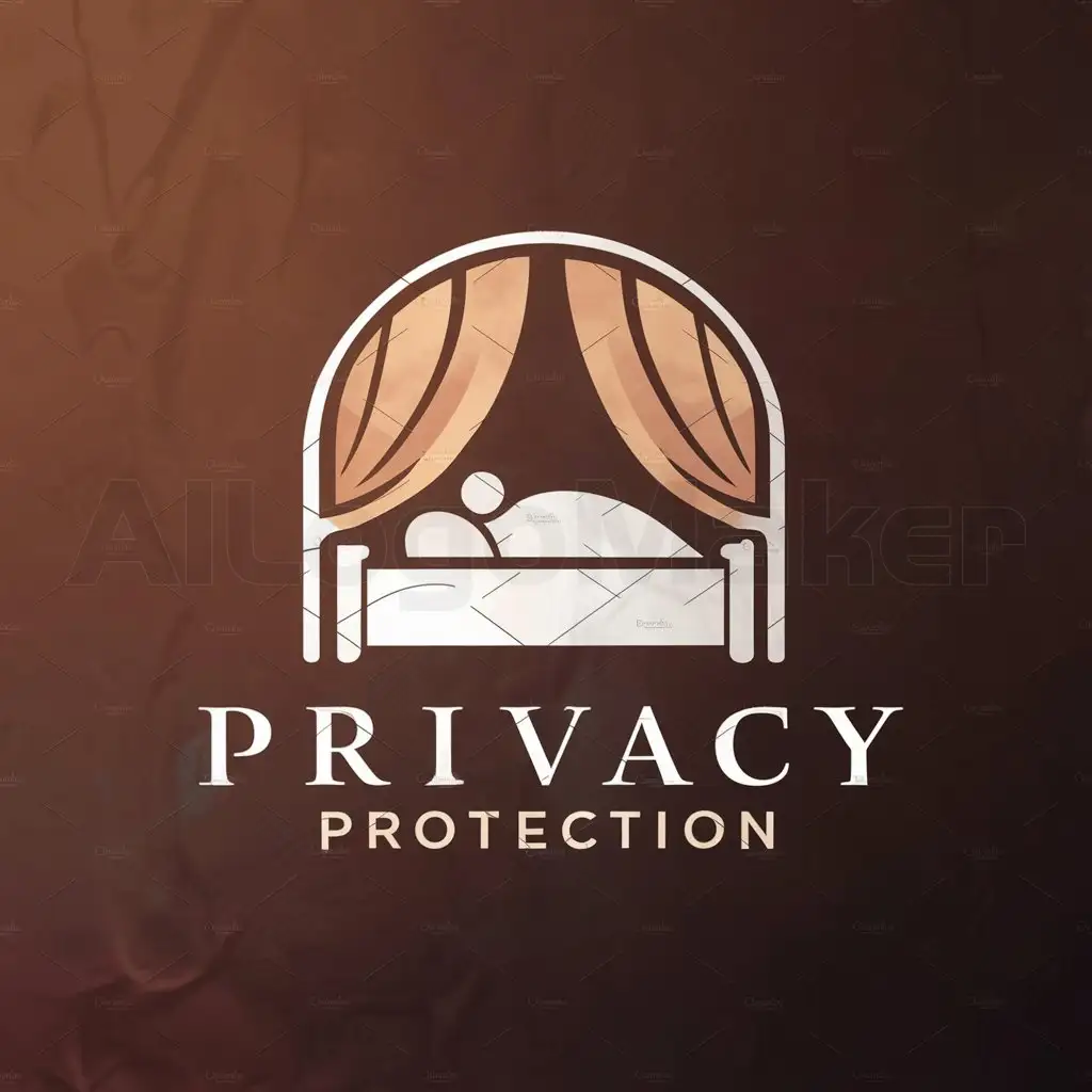 a logo design,with the text "privacy protection", main symbol:a person in the bed curtains, color a bit richer,Moderate,be used in psychology industry,clear background