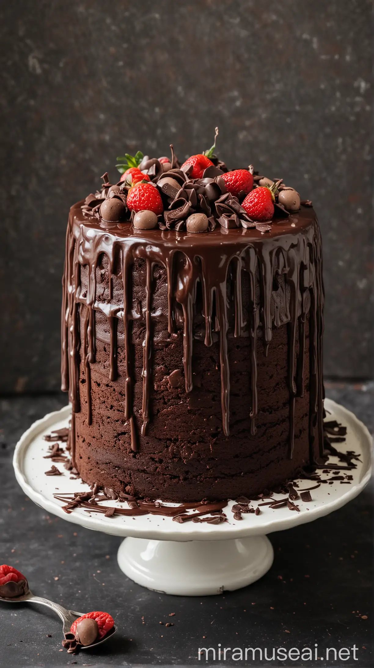 Decadent Chocolate Cake with Rich Ganache Topping