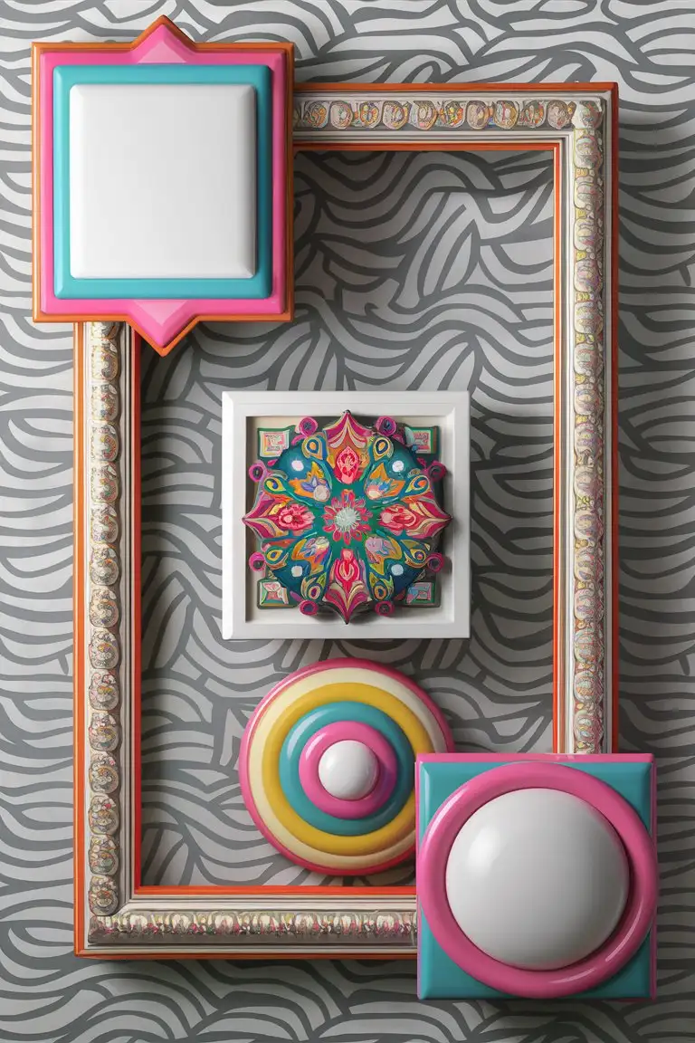 Colorful Modern Art Beautiful Frame with Geometric Shapes
