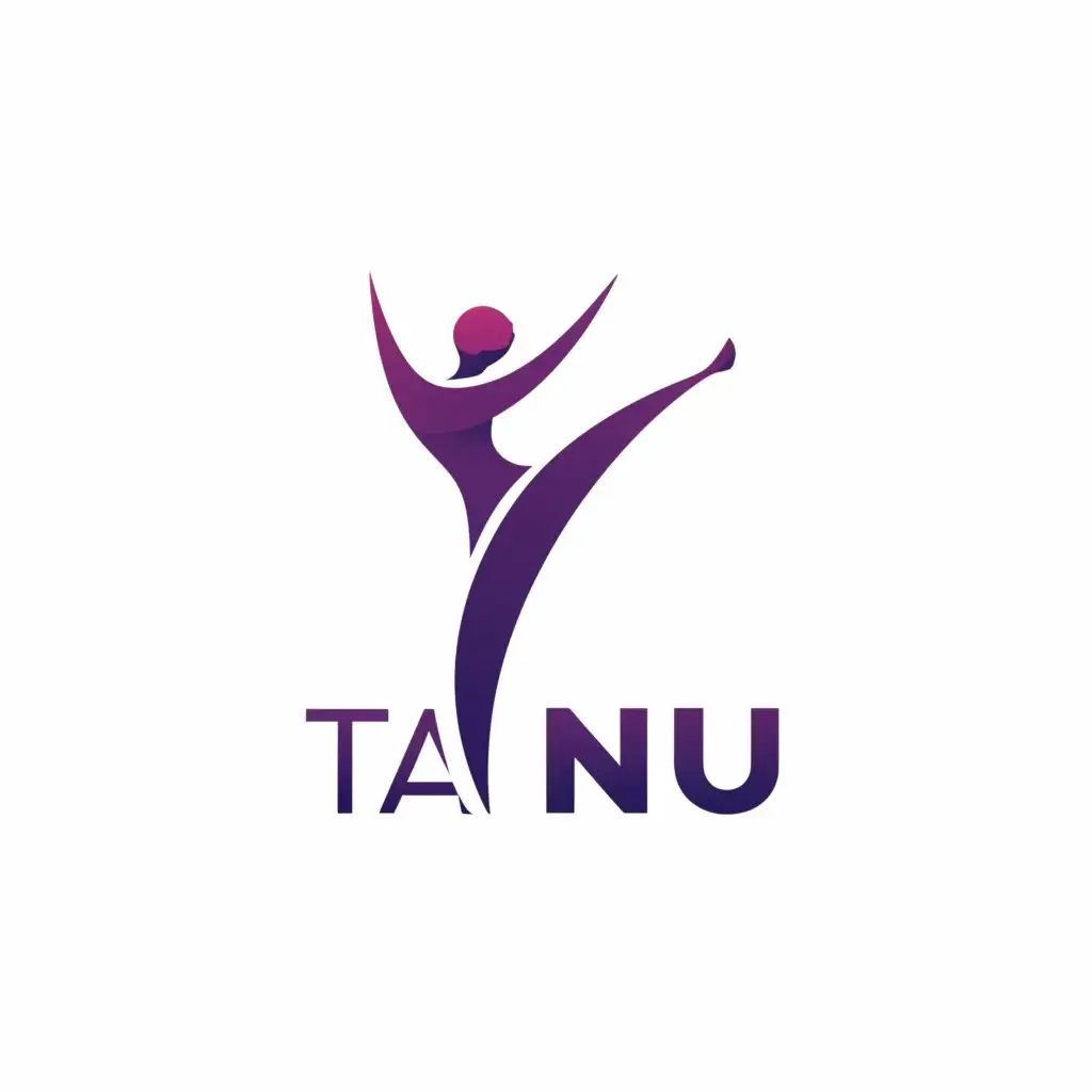a logo design,with the text "Ta-Nu", main symbol:The woman dances,Minimalistic,be used in Sports Fitness industry,clear background
