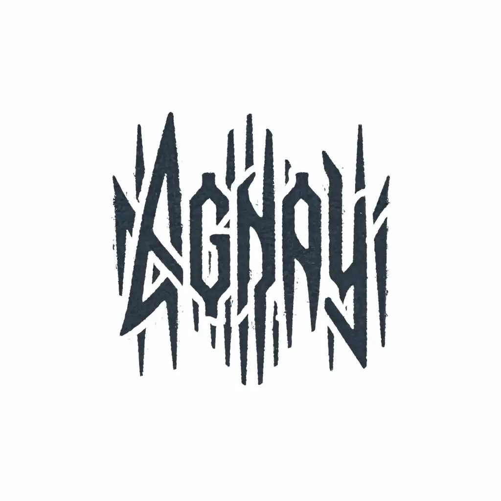 a logo design,with the text "AGONY", main symbol:Use a rough, rigid font for the word "Agony". Add a graphic element, such as stripes or spikes, to emphasize the aggressive nature of the brand.,Minimalistic,be used in Others industry,clear background