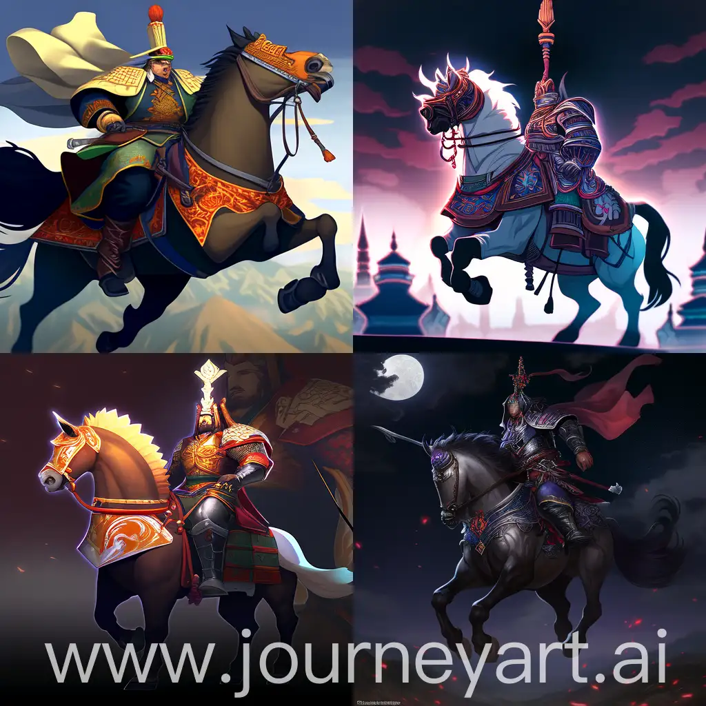 Mongolian-Khan-Riding-Majestic-Horse-in-25D-Graphics