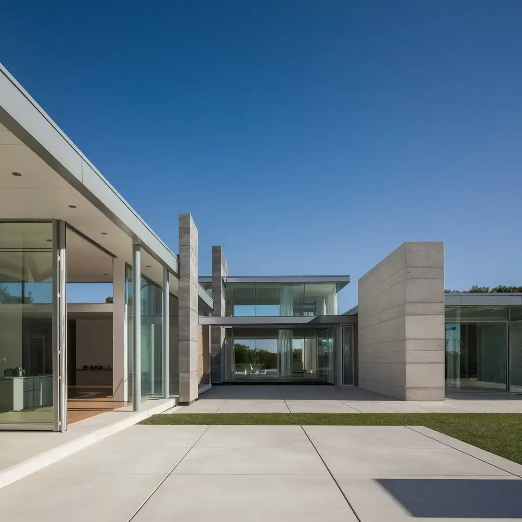 Modern-Minimalist-House-with-Vibrant-Blue-Sky