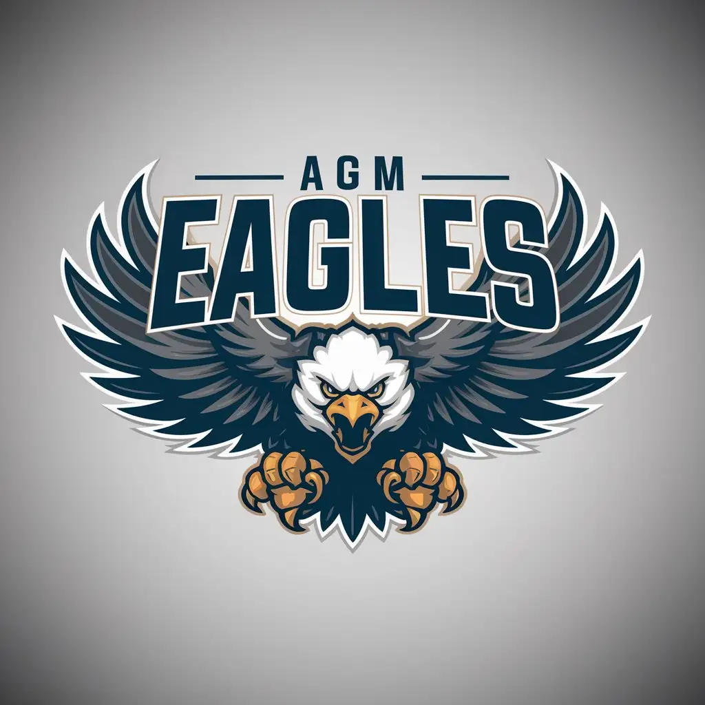 a logo design,with the text "AGM Eagles", main symbol:Eagle standing with wings folded,Moderate,clear background