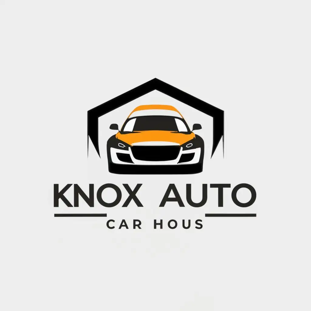 LOGO-Design-For-Knox-Auto-House-Sleek-Silhouette-of-Car-House-Abbreviation