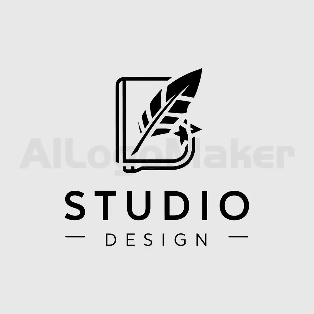 a logo design,with the text "studio design", main symbol:notebook and artistic brush,complex,be used in дизайн industry,clear background