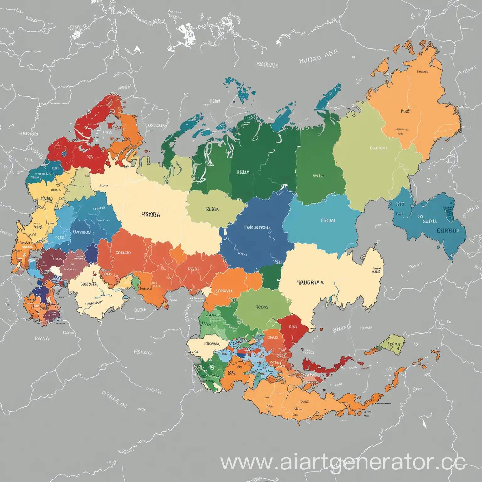 A map of Russia along with the regions. Background in HEX color ffffff. Each region is marked with a HEX 333333 outline. The map without labels and in HEX color 2dbe64. Minialistic picture