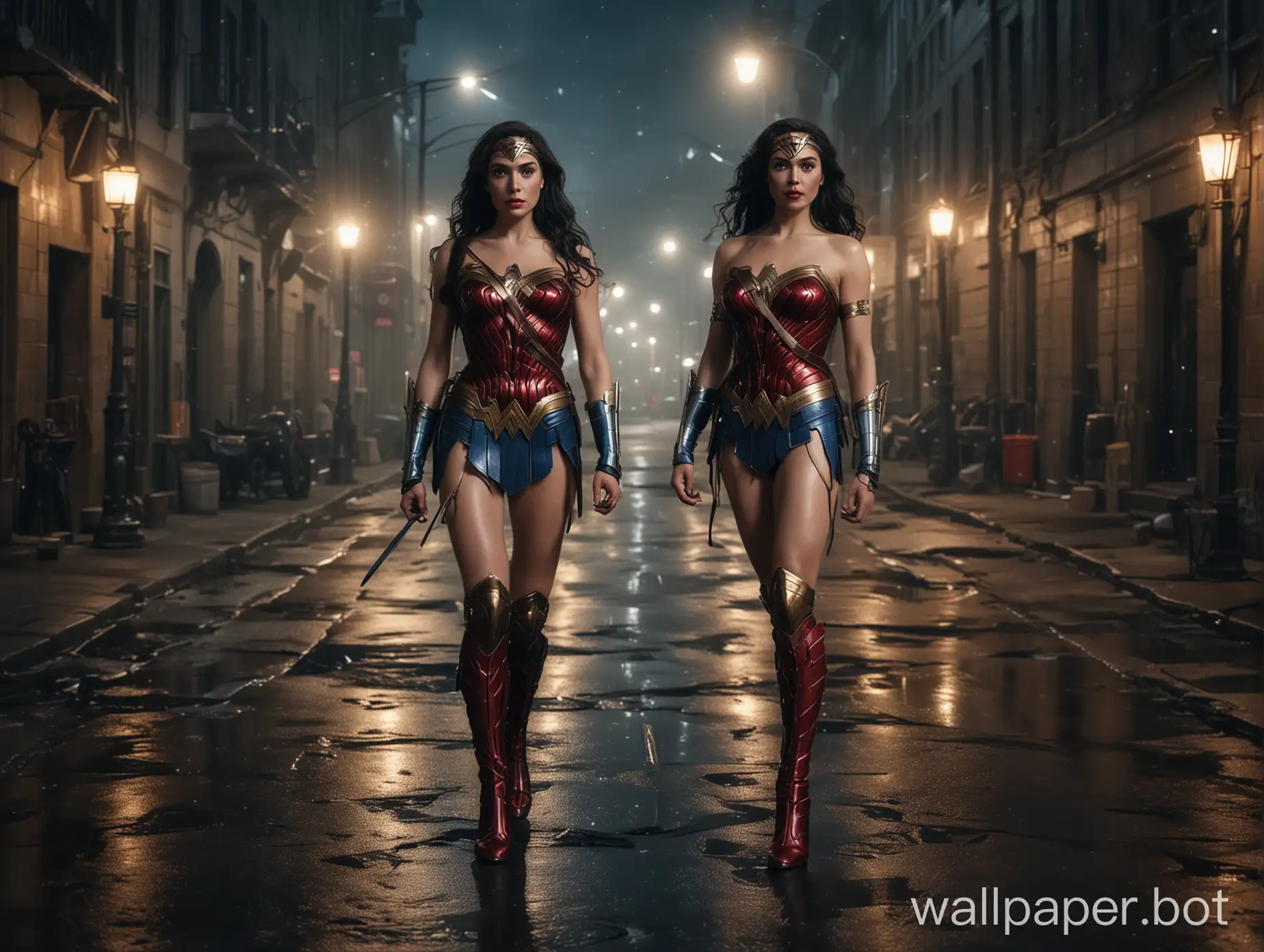 LatexClad-Wonder-Woman-Strolls-Through-Night-City-Streets