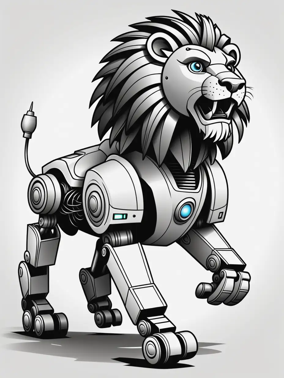 Running Robot Lion for Coloring Book