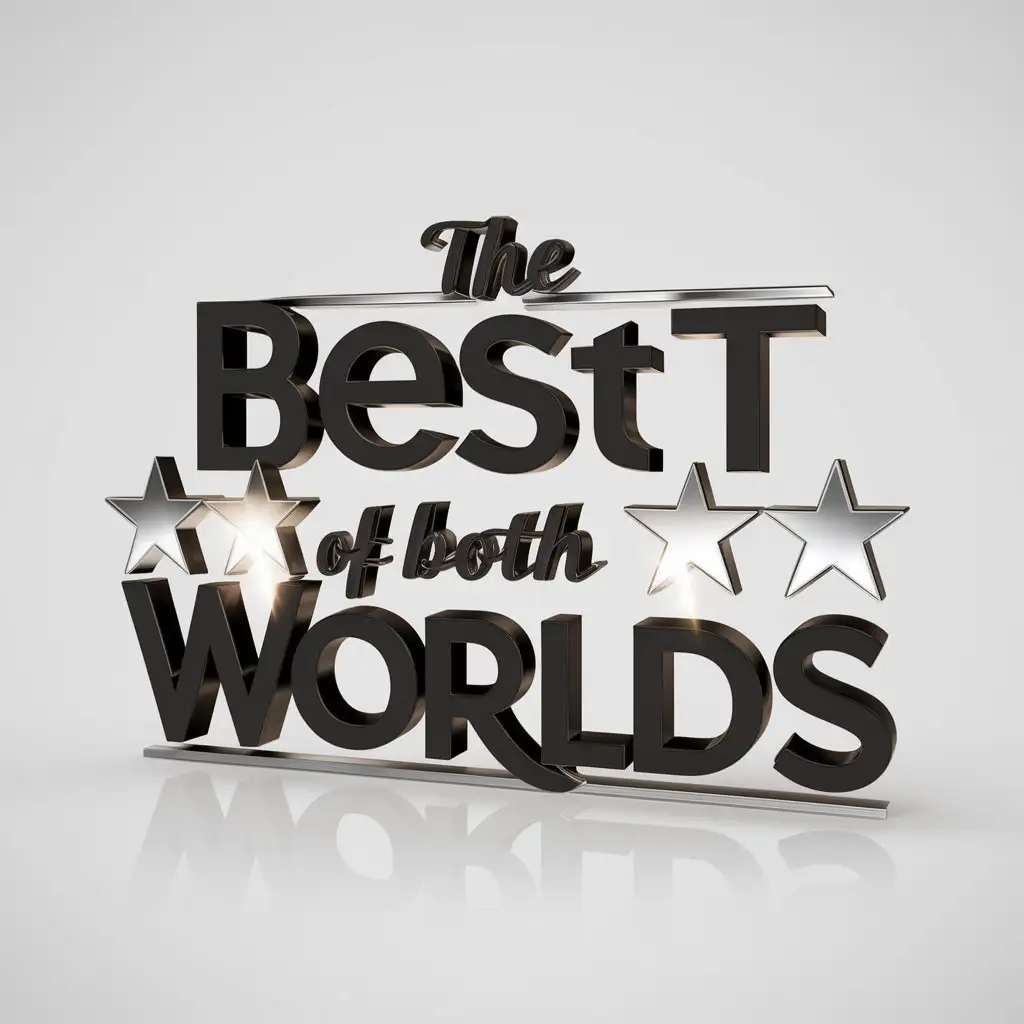 3d Logo for the words entitled " The best of both worlds" on white background