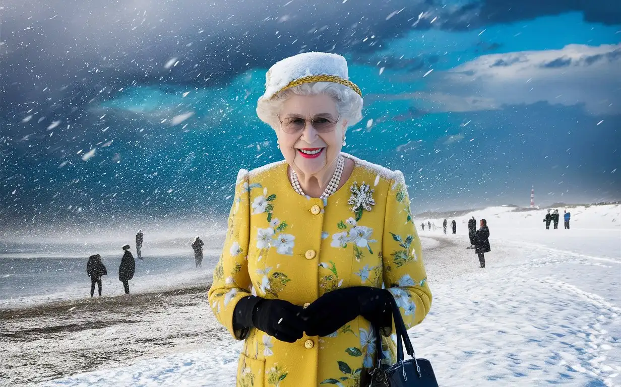 Queen-Elizabeth-II-Enjoying-Summer-Snowfall-at-Seaside-Captured-by-Vivian-Maier