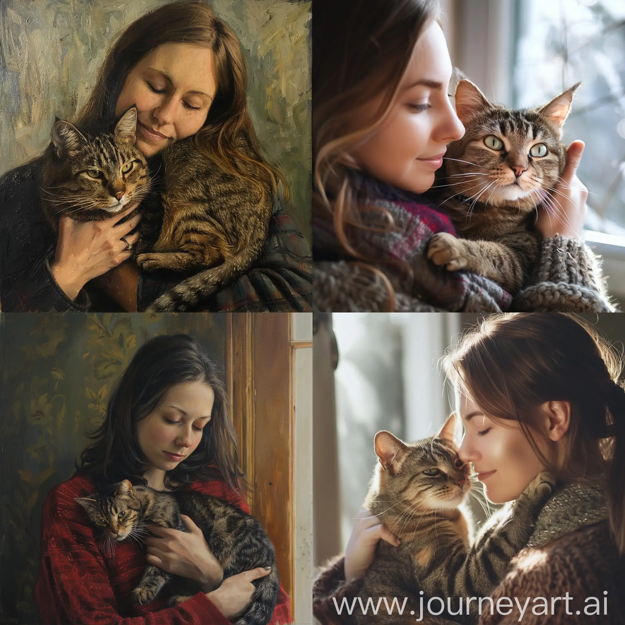 Young woman holding a cat