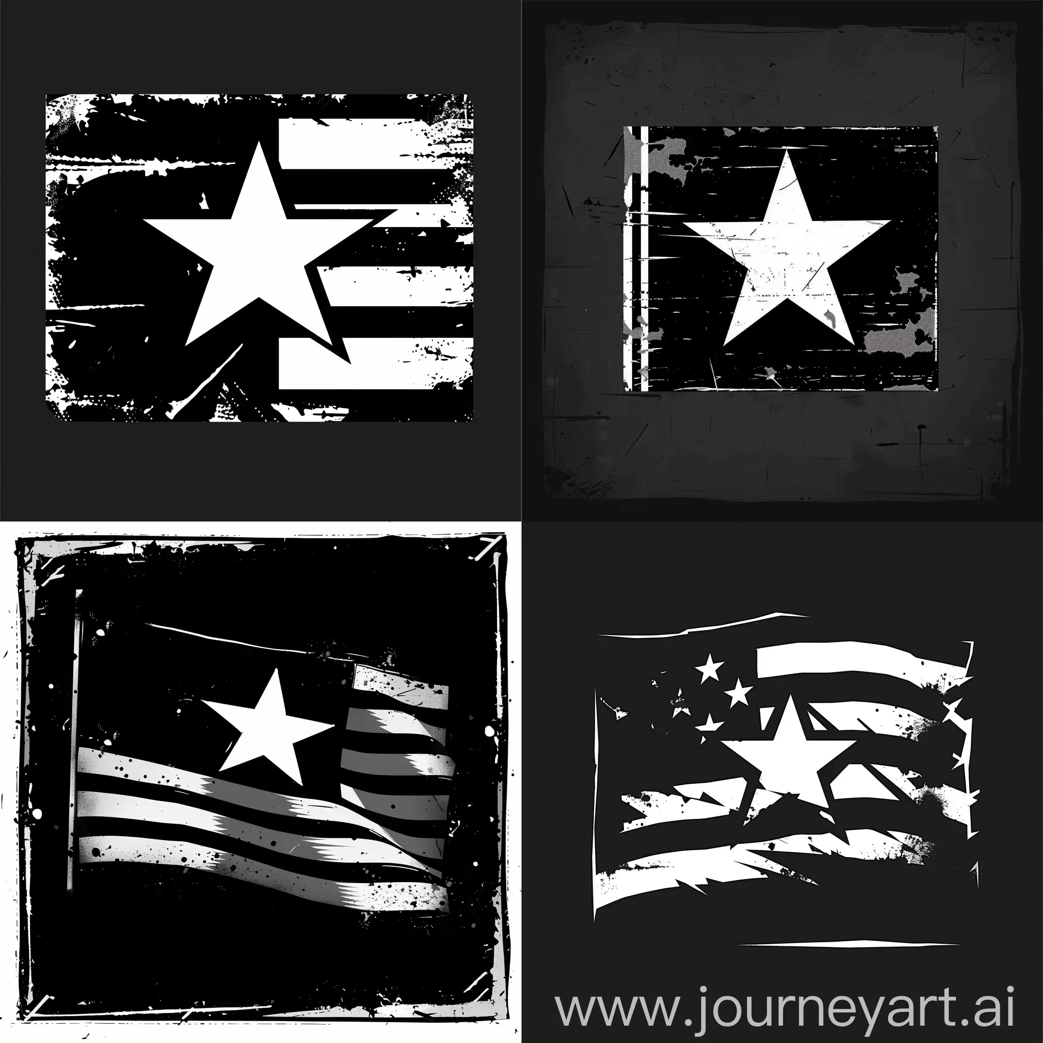 Draw a flag logo with a white star, the flag itself is black and the star on it is white. The logo should be in military style. And the logo itself is square