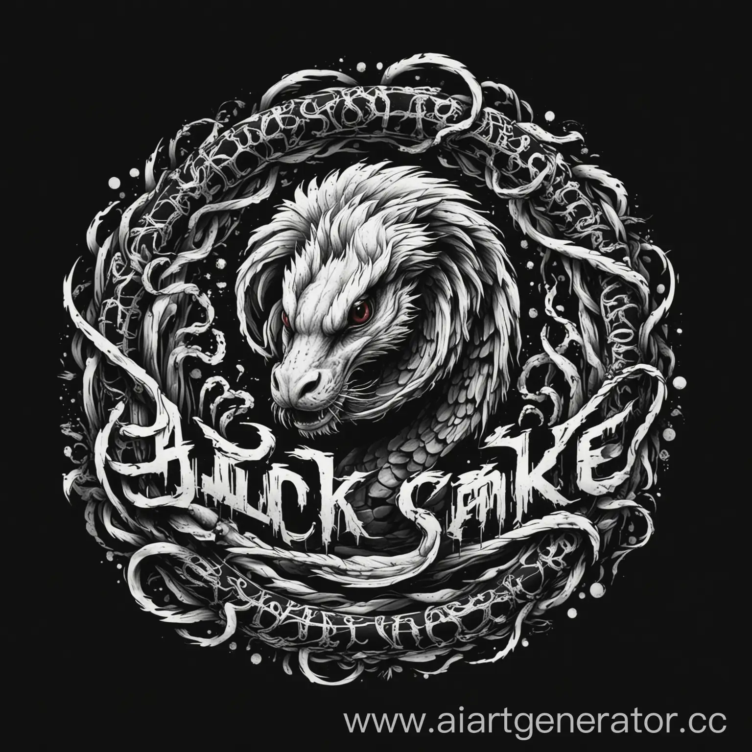 Ragged-Style-Punk-Rock-Group-Logotype-with-White-Snake-on-Black-Background