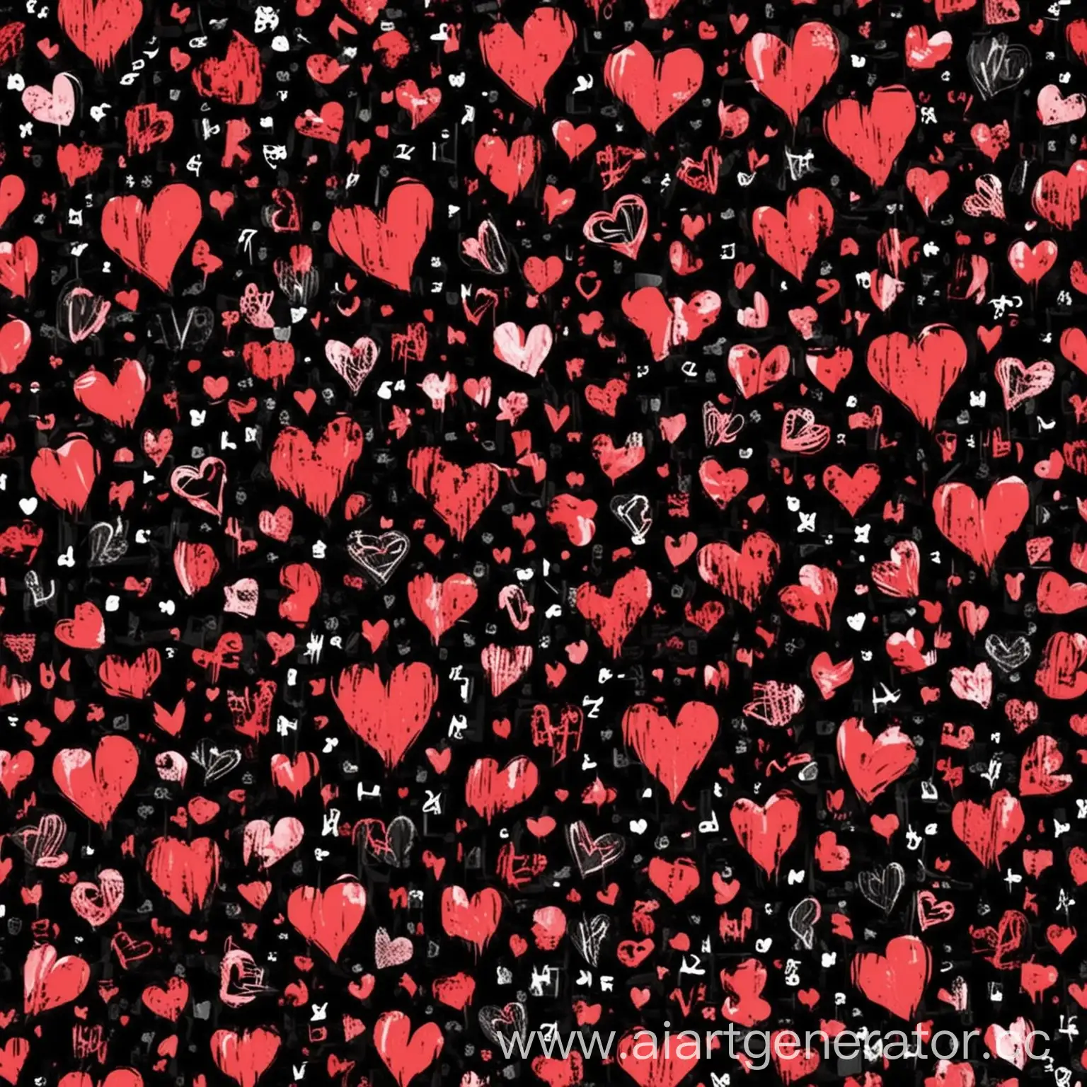 Romantic-Hearts-and-Kisses-on-Black-Background