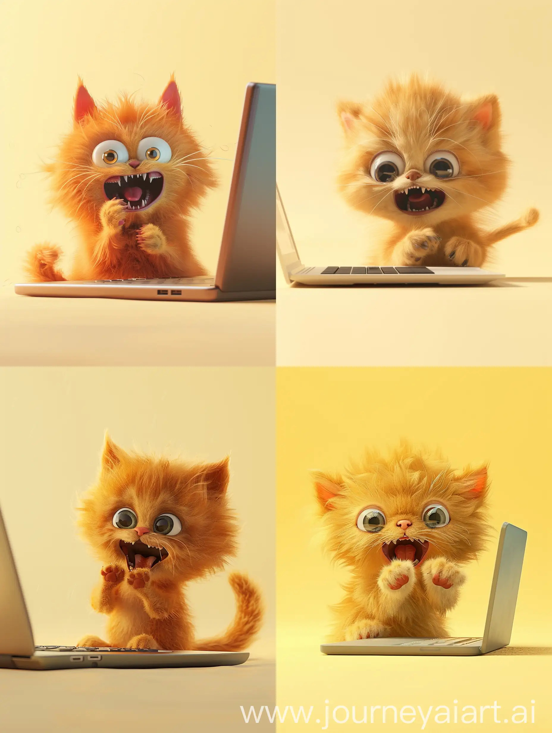 Adorable-Orange-Cat-Typing-on-Laptop-Funny-Pet-Working-Online