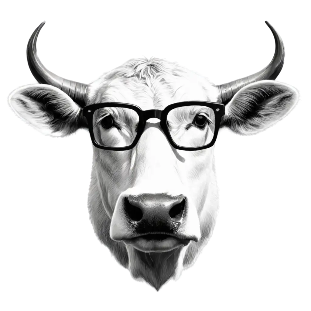 vektor cow head with black glasses
