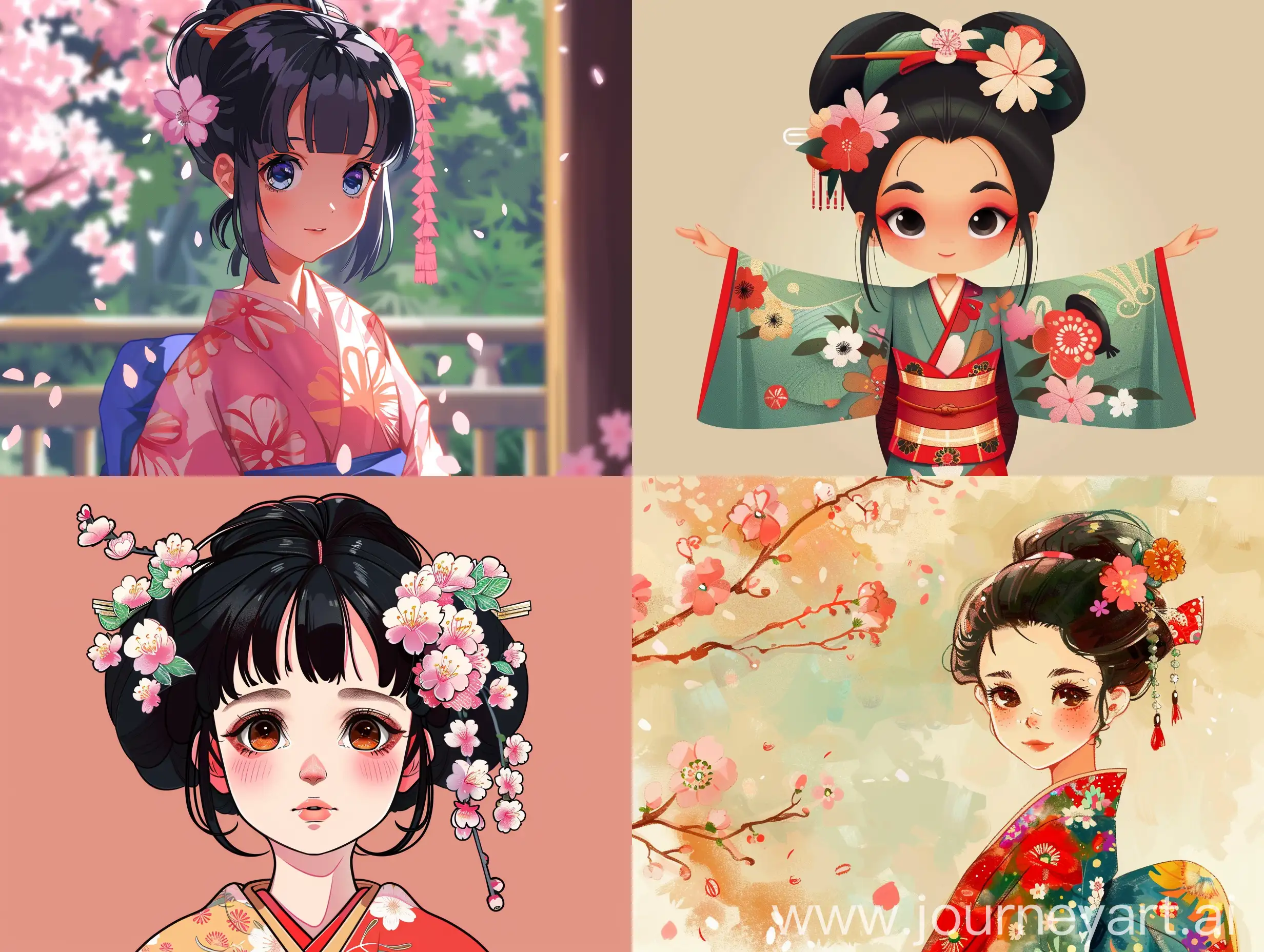 Cute-Cartoon-Kimono-Girl-Character-Illustration