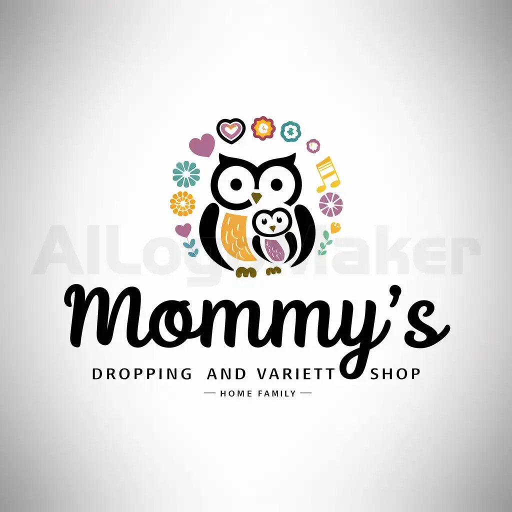 LOGO-Design-For-Mommys-Dropping-and-Variett-Shop-Elegant-Text-with-Familyinspired-Icon