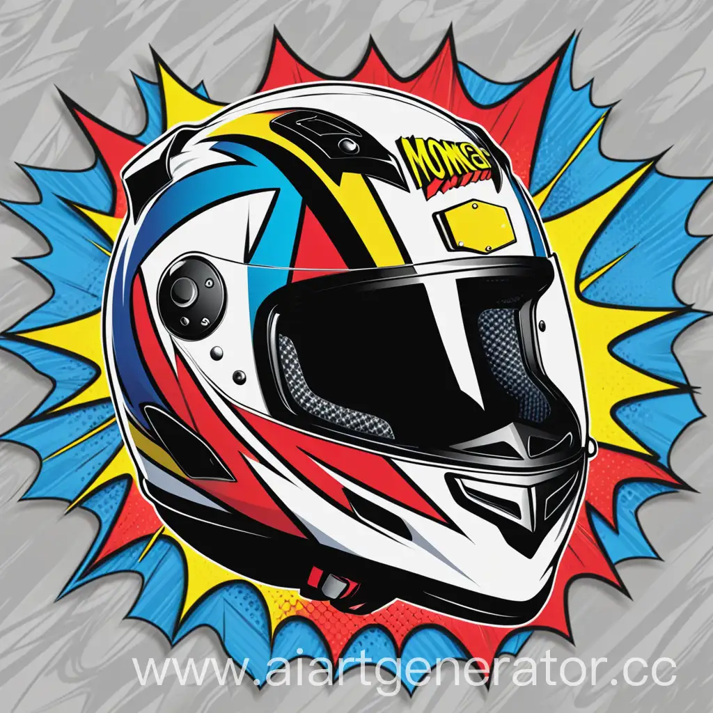 Comic-Style-Motorcycle-Helmet-with-Vibrant-Decals