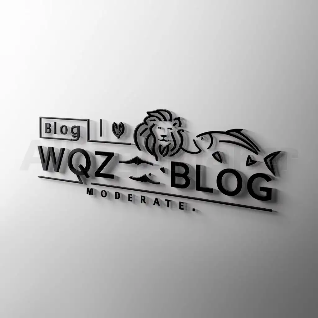 a logo design,with the text "wqz_blog", main symbol:Blog,lion,fish,blog,Moderate,be used in Internet industry,clear background