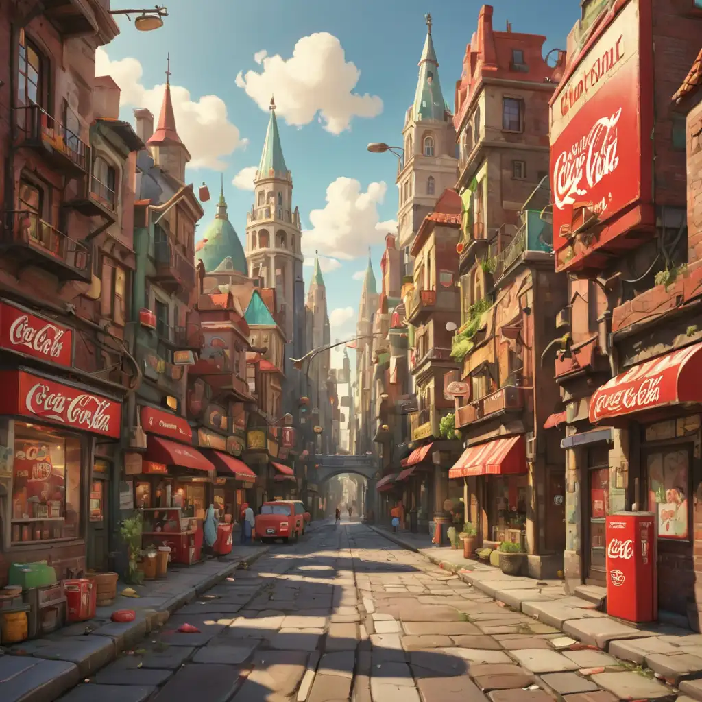 Cheerful-Cartoon-City-with-CocaCola-Advertisement