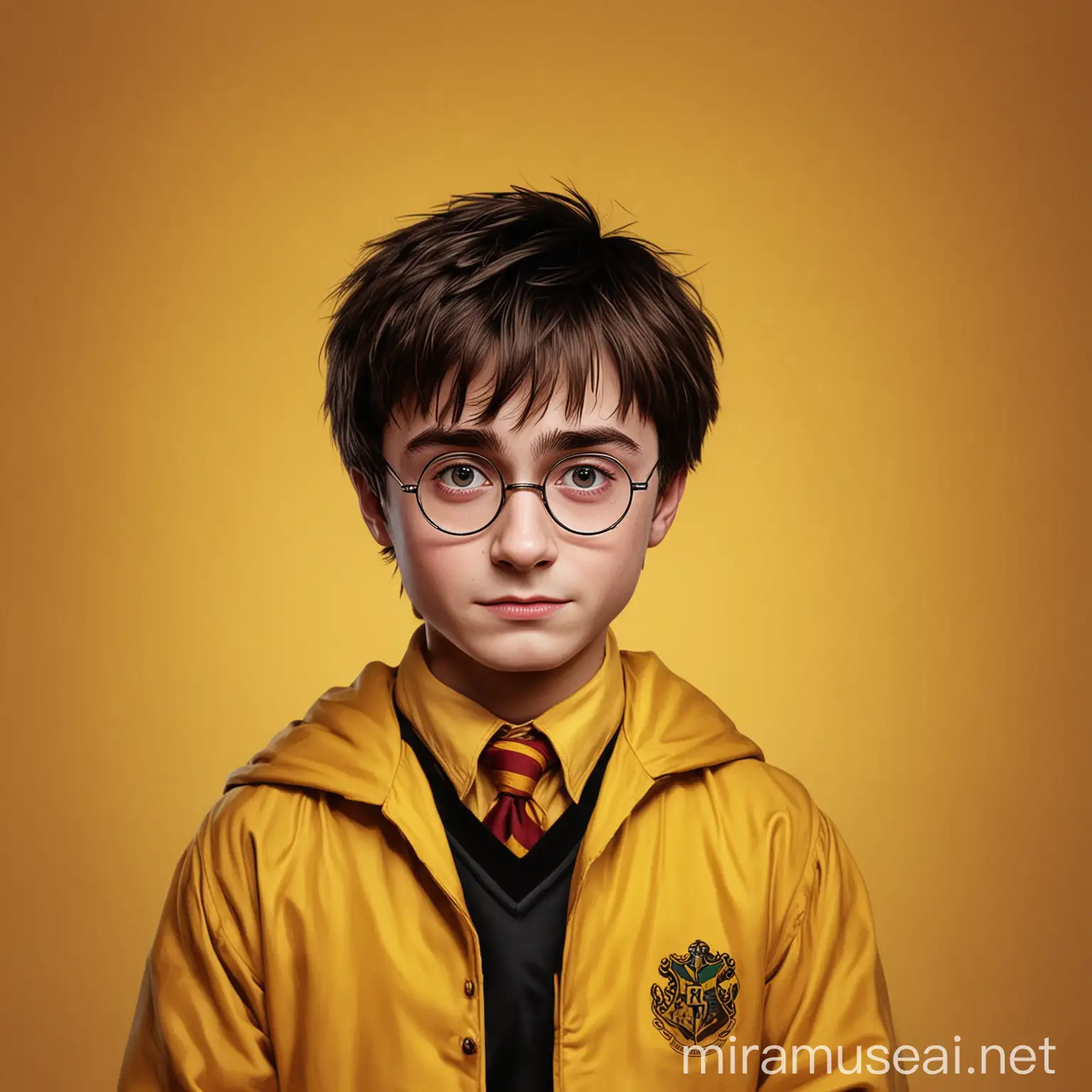 Harry Potter Wizard Casting Spell on Yellow Background