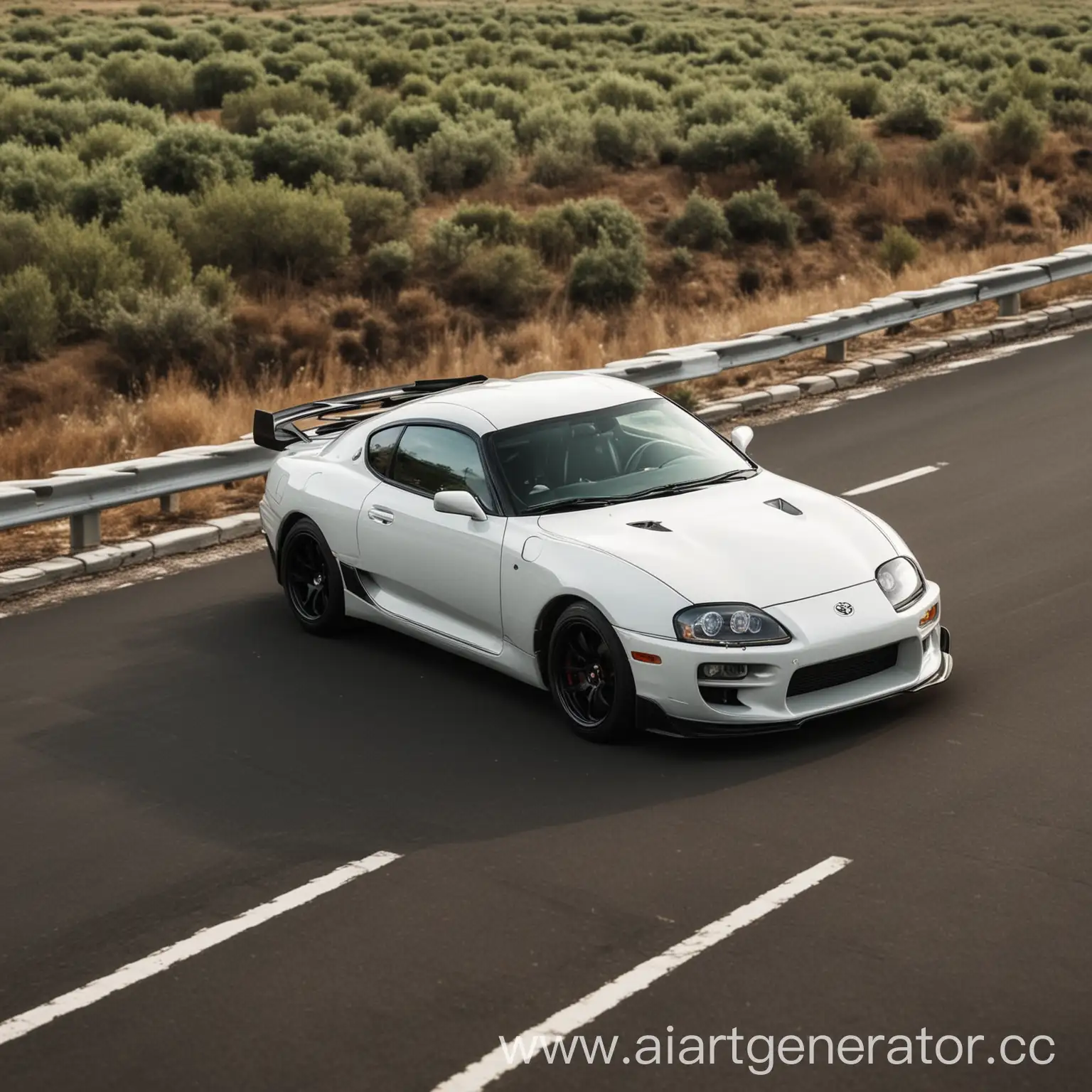 Sleek-Toyota-Supra-Cruising-Along-a-Scenic-Road