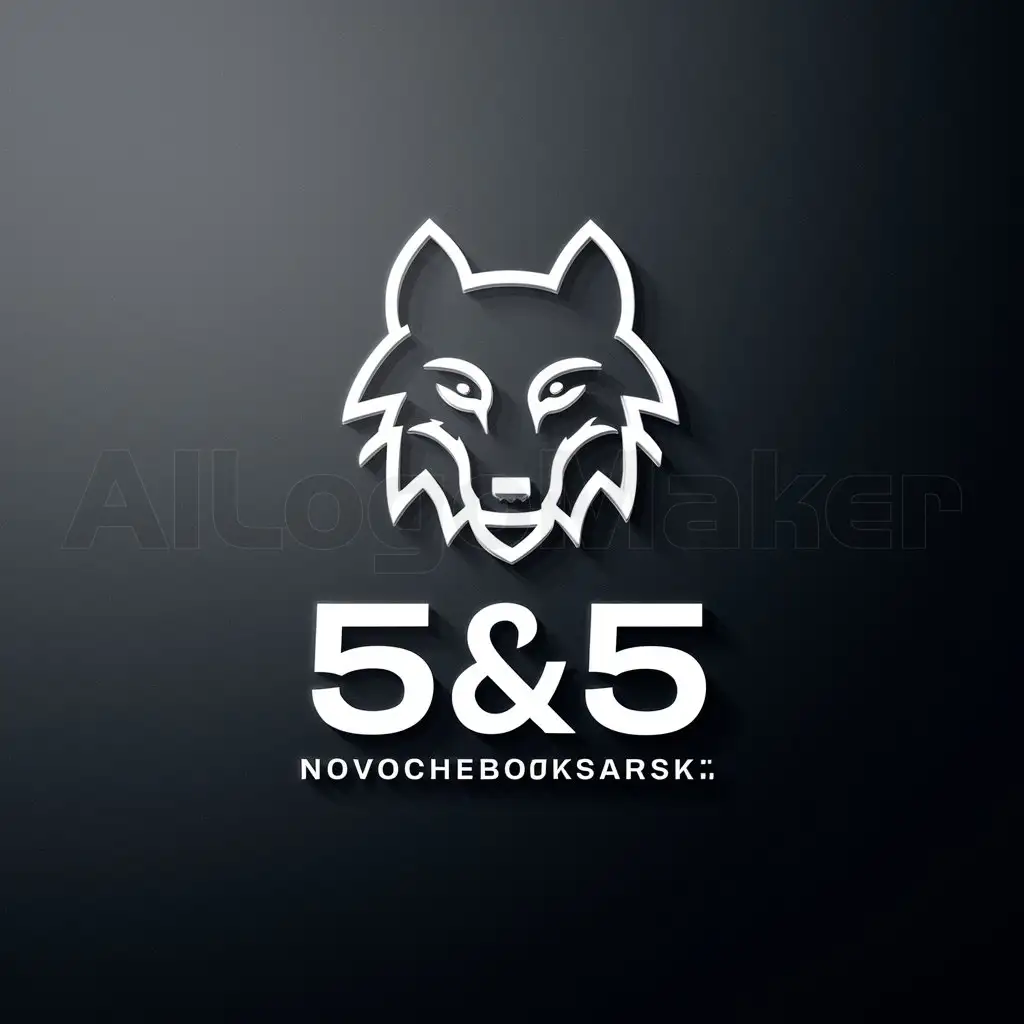 a logo design,with the text "5&5, NOVOCHEBOKSARSK", main symbol:Wolf,Moderate,be used in football industry,clear background