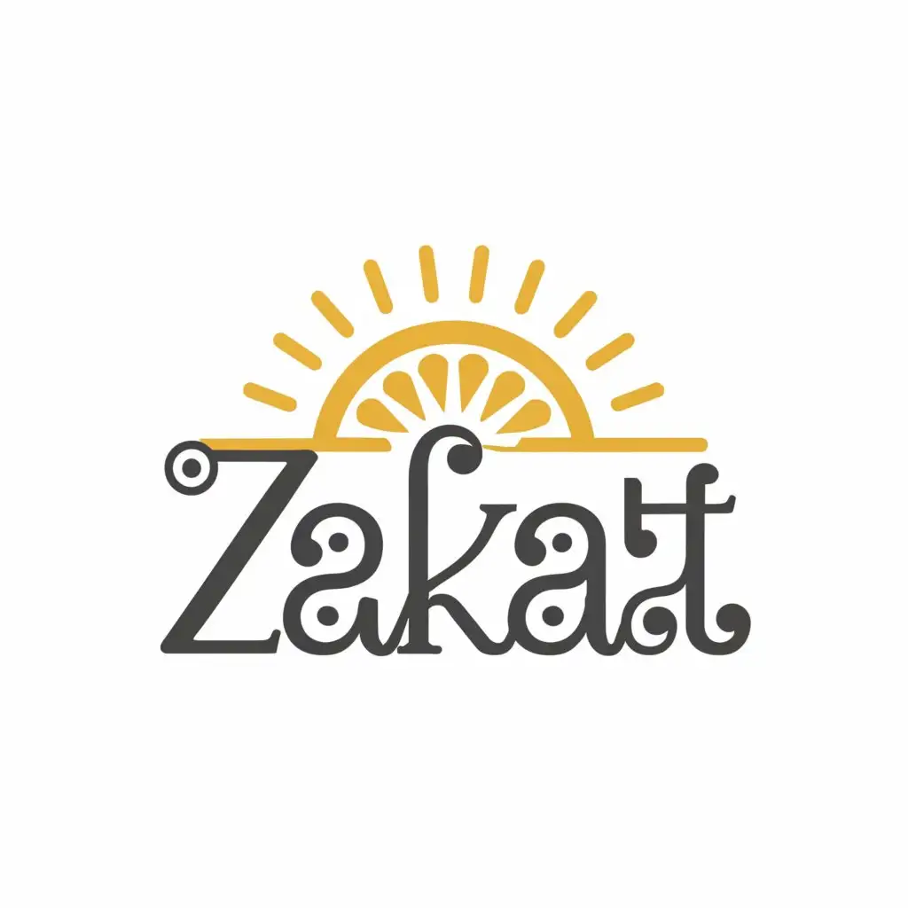 a logo design,with the text "Zakat", main symbol:Sun,Minimalistic,clear background
