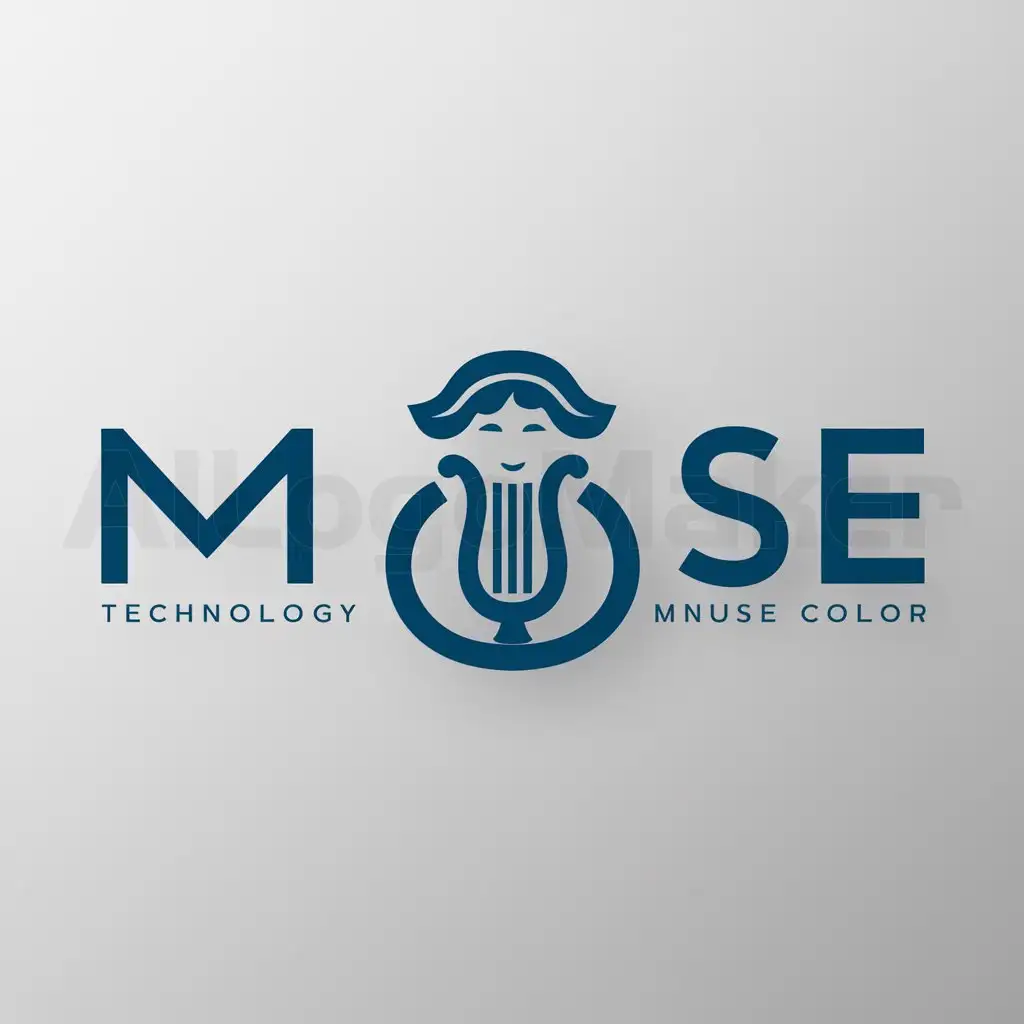 a logo design,with the text "muse", main symbol:music, greek, muse, mythology,Minimalistic,be used in Technology industry,clear background