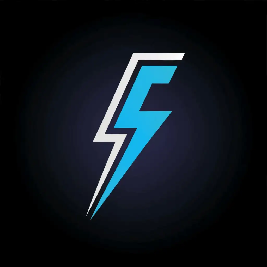 a logo design,with the text "the logo must be a lightning gaming style letter F with black background and the letter f must be with white and clear-blue color.  make sure the letter is legible", main symbol:Letter F,Moderate,be used in Technology industry,clear background